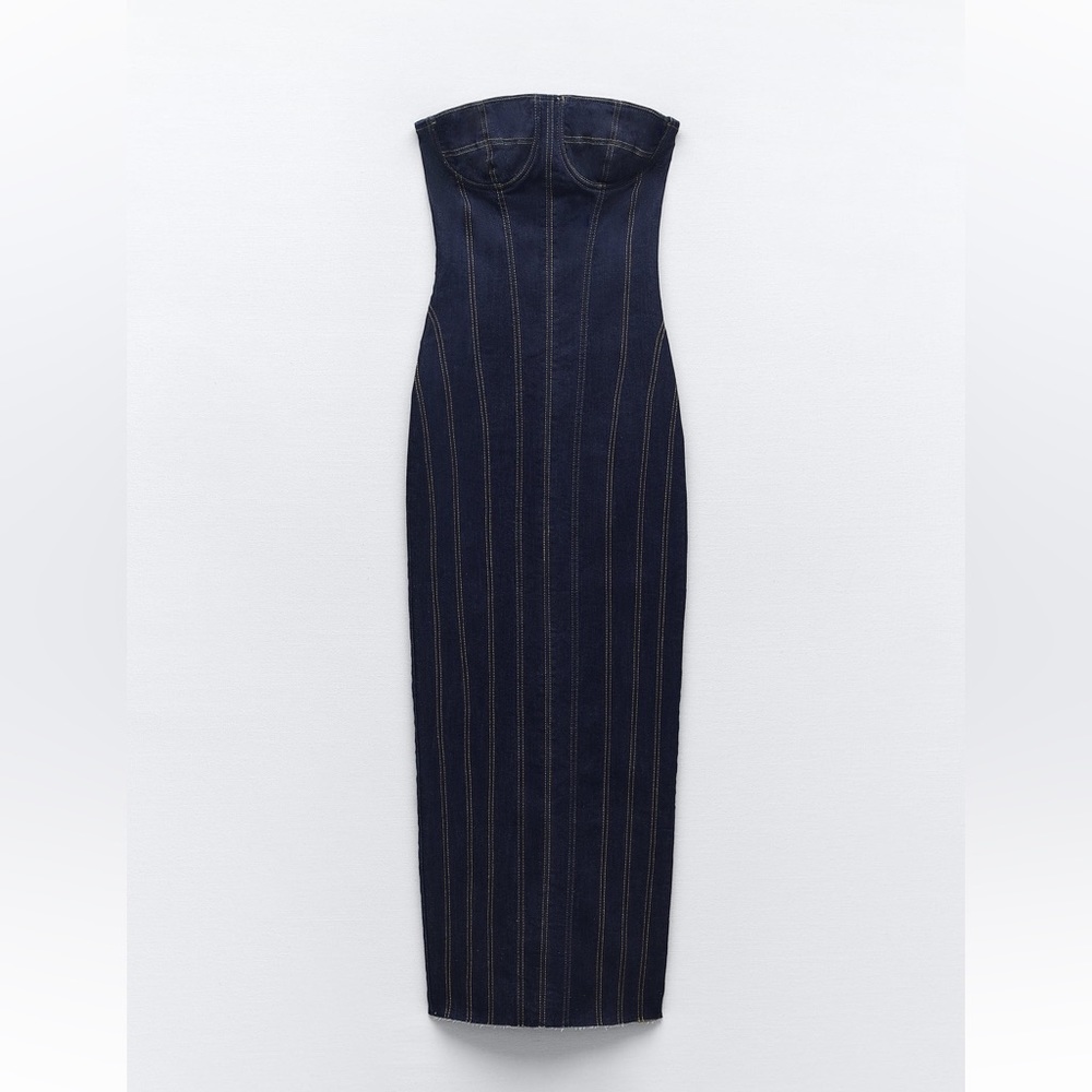 ZARA ZW DENIM MIDI DRESS